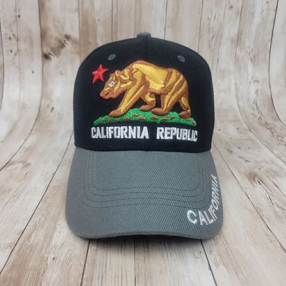 California Republic Adjustable Baseball Hat Black Gray